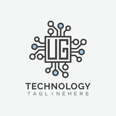 initial monogram for technology logo with squire style design