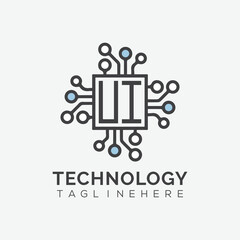 initial monogram for technology logo with squire style design