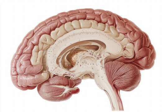 A detailed anatomical diagram of the forebrain, scientific and educational, medical theme