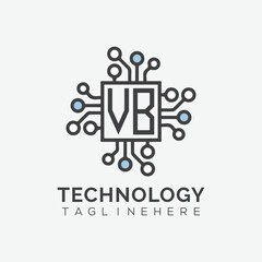 initial monogram for technology logo with squire style design