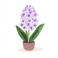 Beautiful purple flowering plant in pot indoor garden illustration bright design artistic view nature inspired