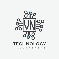 initial monogram for technology logo with squire style design