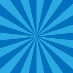 Abstract blue background with blue sun rays. Vector illustration. Bright retro background with rays. Square template for banner. Flash and explosion of color.