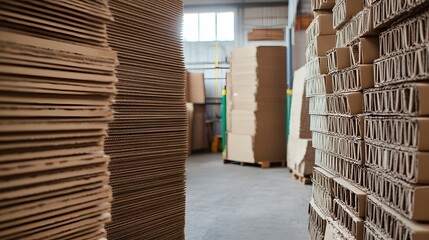 Cardboard boxes stacked in a warehouse.