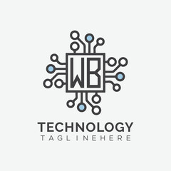 initial monogram for technology logo with squire style design