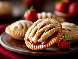  spiced strawberry hand pies, p: a charming photorealistic image of small,