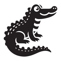 Silhouette of cute alligator cartoon illustration reptile animal design