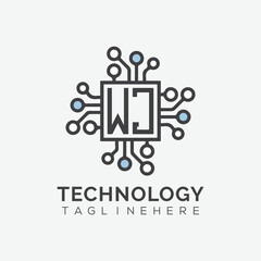 initial monogram for technology logo with squire style design