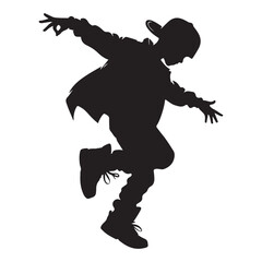 Silhouette of breakdancer boy dynamic hip hop dance illustration