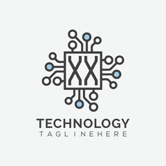 initial monogram for technology logo with squire style design