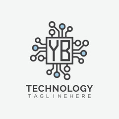 initial monogram for technology logo with squire style design
