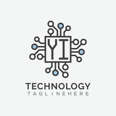 initial monogram for technology logo with squire style design