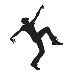 Silhouette Stylish Man Dance Illustration Performing Vector Design Template