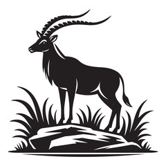 Majestic Sable Antelope Vector Illustration Standing Tall in Natural Habitat
