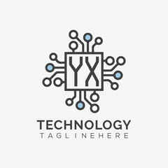 initial monogram for technology logo with squire style design