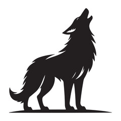 Howling Wolf Silhouette Vector Artwork Wilderness and Animal Symbolism