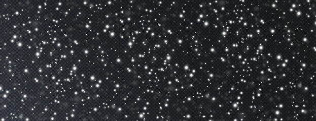  magical snowfall effect with falling snowflakes, dust, and glistering particles on a black and white bokeh background. Perfect for winter, holiday, or seasonal festive designs