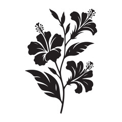 Hibiscus Flower Silhouette Vector Graphic for Tropical Floral Designs