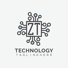 initial monogram for technology logo with squire style design	