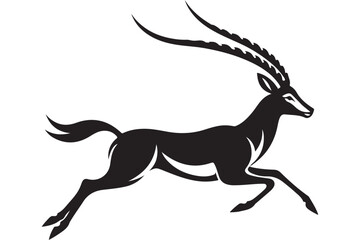 Running impala silhouette vector wildlife mammal African animal graphic