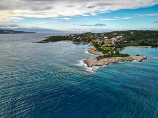 Aerial View of Marina with Yachts and Sailboats in Greece