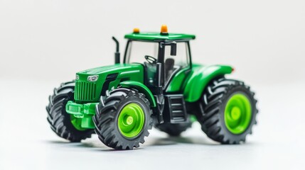 Obraz premium 85.Tractor. Toy for children. Green toy tractor isolated on white background. Copy space