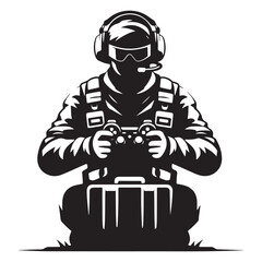 Gamer Silhouette Vector Illustration Holding Controller with Case
