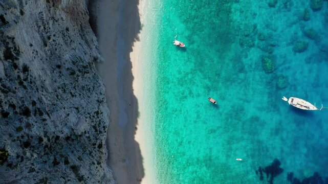 Platis Ammos beach in Ithaca island, Greece with turquoise water during summer