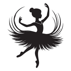 Elegant Ballerina Silhouette Illustration Performing Classical Ballet Dance