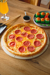 Fresh and delicious pizza with filling