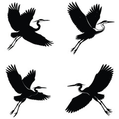 Obraz premium Heron Vector Silhouetted Bundle Set Collection