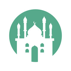 Green Islamic Mosque Silhouette Icon