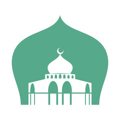 Green Islamic Mosque Silhouette Icon