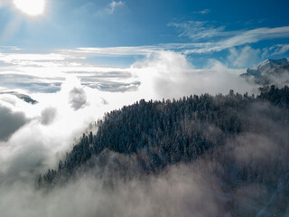 Aerial View of Lake Plastiras and Forested Hills in Greece