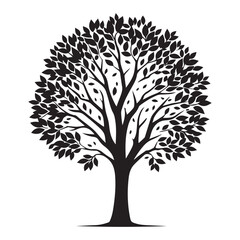 Naklejka premium Circular Silhouette Tree Illustration for Landscape and Garden Designs