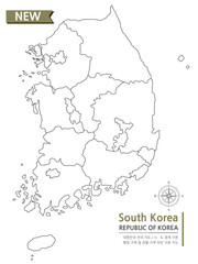 3.a map of Korea that marks administrative districts with lines on a white background