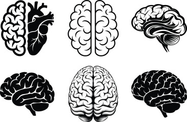 Human Brain Silhouette Clipart Vector for Medical and Tech Design. Human Brain Vector Illustration.