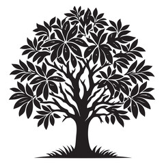 Fototapeta premium Detailed Leafy Tree Vector Silhouette for Art Design and Illustration