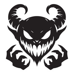 Menacing Devil Silhouette Vector with Claws and Sharp Features Art