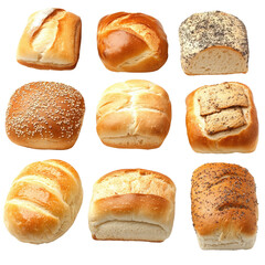 Assorted Bread Rolls on transparent background