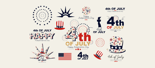 4th of July collection. Modern design.