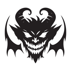 Silhouette Vector Illustration of a Menacing Devil or Demon Face