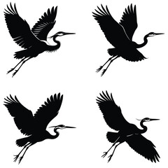 Obraz premium Heron Vector Silhouetted Bundle Set Collection