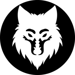 Abstract wolf emblem in contrasting black and white, a minimalist design element