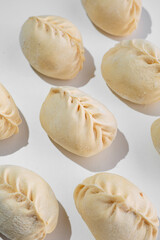 Dumplings with filling, frozen for cooking and frying