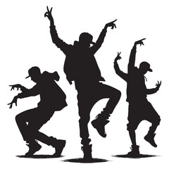 Hip Hop Dancers Silhouette Illustration for Dance and Music Projects