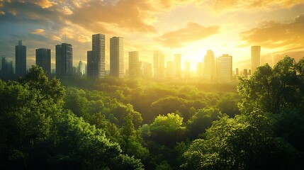 urban landscape with ecofriendly design green buildings and renewable energy integration representing sustainable development and environmentally conscious planning