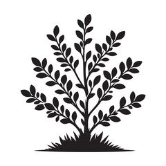 Bushy Tree Silhouette Dense Foliage Natural Design Element Illustration Vector