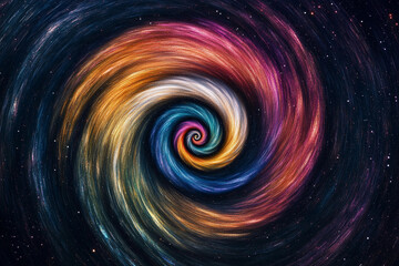 Colorful swirling galaxy creating a mesmerizing vortex effect in space at night