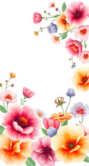 Vibrant Floral Frame PNG, Transparent Bloom   Border Arrangement, Botanical Spring Overlay, Colorful Flower Illustration, Mother's Day Card Floral Element